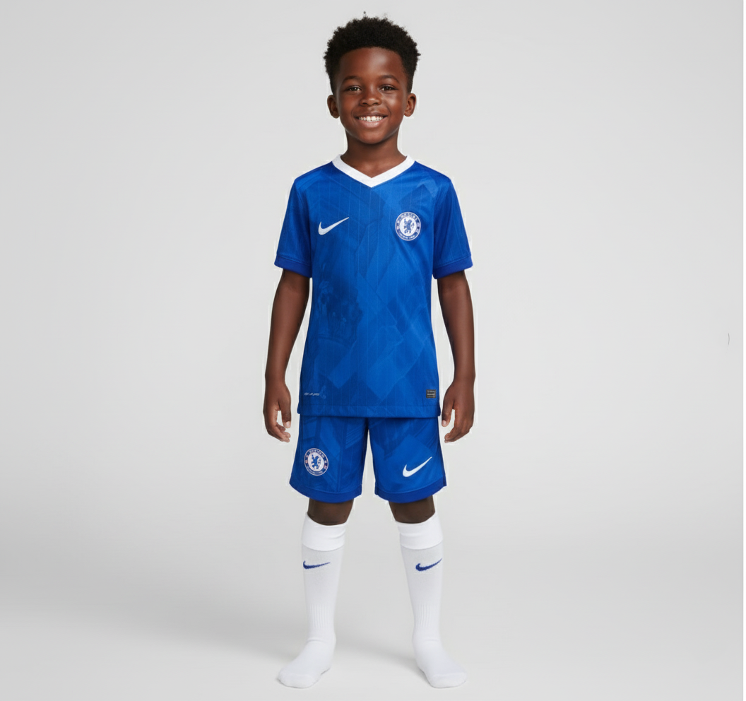 Ensemble maillot enfant Chelsea domicile 2025-26 (haut+short)