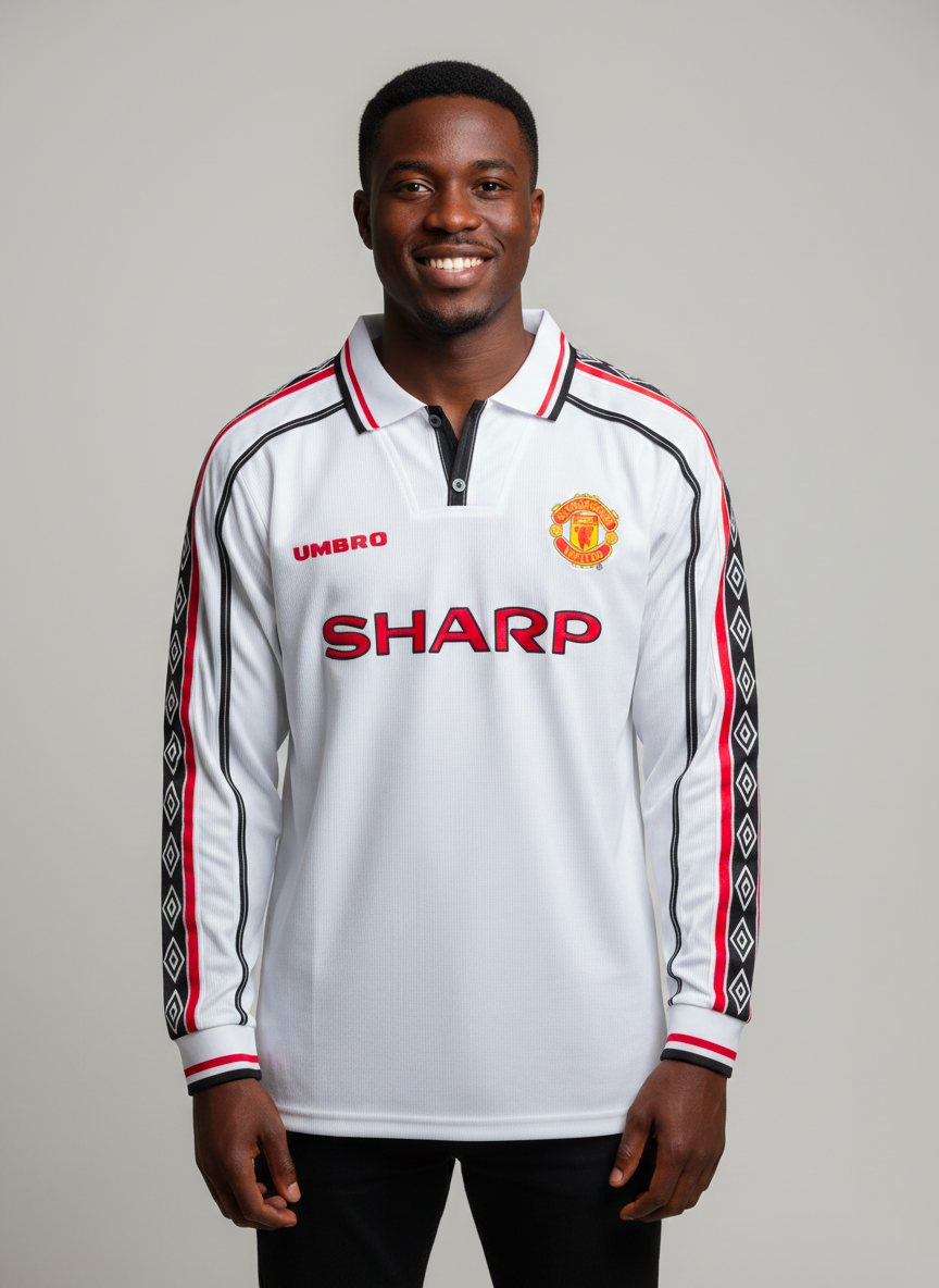 Maillot manche longue retro Manchester United blanc