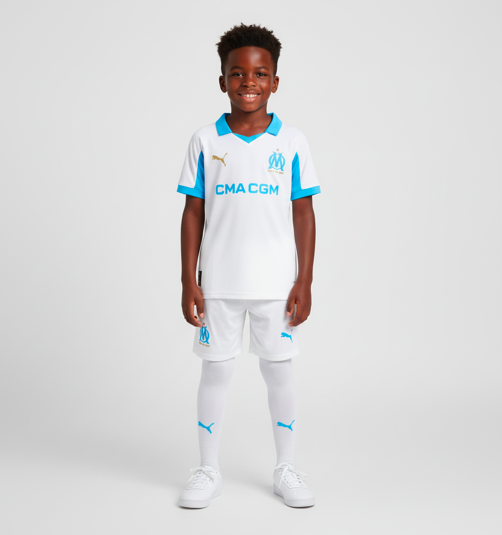 Ensemble maillot enfant Marseille domicile 2025 -26 (haut+short)