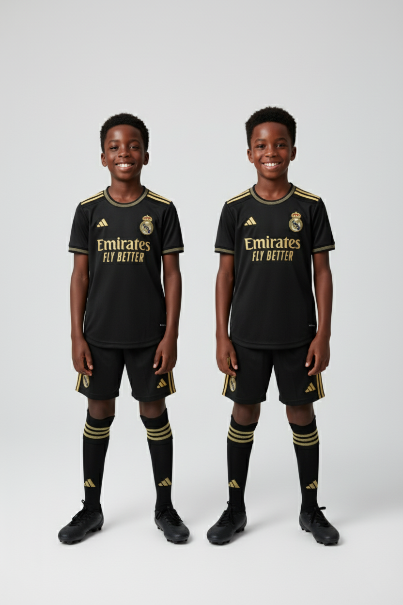 Ensemble maillot enfant Real Madrid noir (haut+short)
