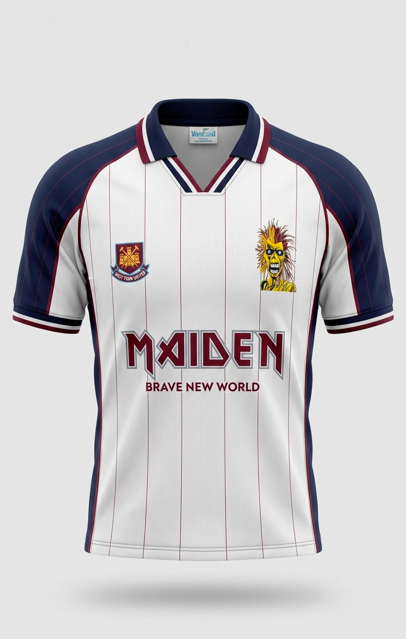 Maillot retro West Ham Iron Maiden collab
