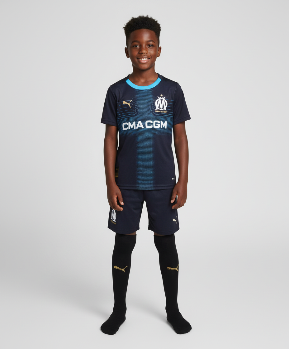 Ensemble maillot enfant Marseille extérieur 2025 -26 (haut+short)